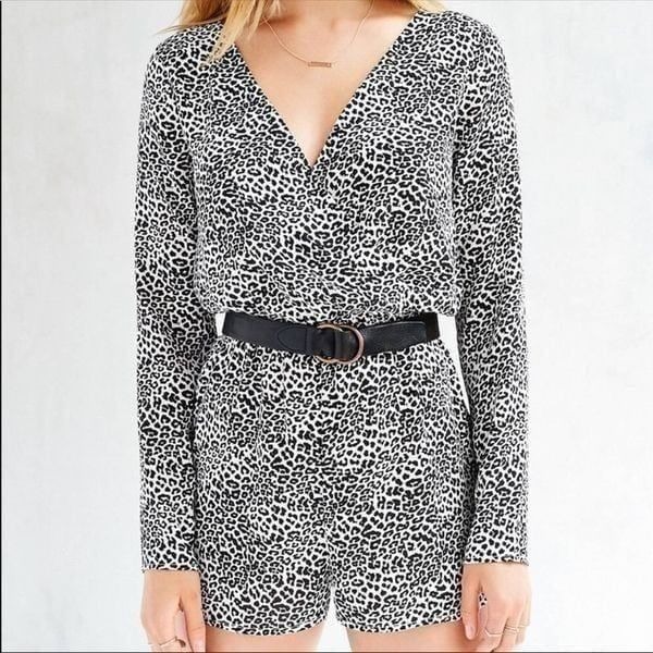 Silence + Noise Black Leopard Romper