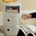 3 Layered Nordic Round Bedside Table Mini Cute Storage Cabinet,White