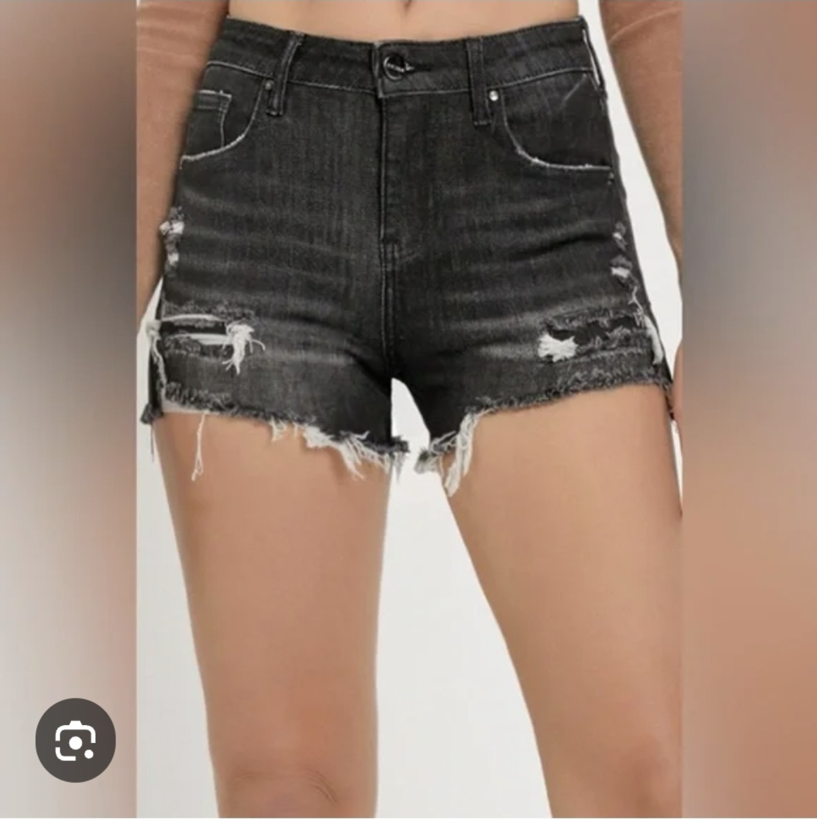 Risen High Rise Distressed Denim Shorts