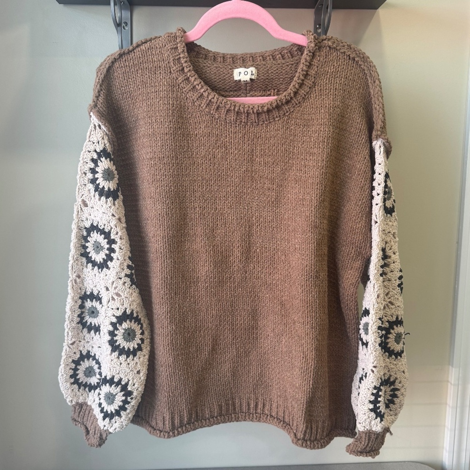 POL Crocheted Sweater in Brown NWOT