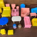 46 piece vintage plastic dollhouse set