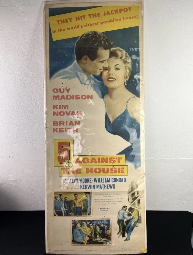 FIVE AGAINST THE HOUSE 1955 ORIGINAL 14X36 MOVIE POSTER GUY MADISON KIM NOVAK