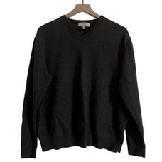 Turnbury Extra Fine Merino Wool Dark Gray V-Neck Pullover Sweater