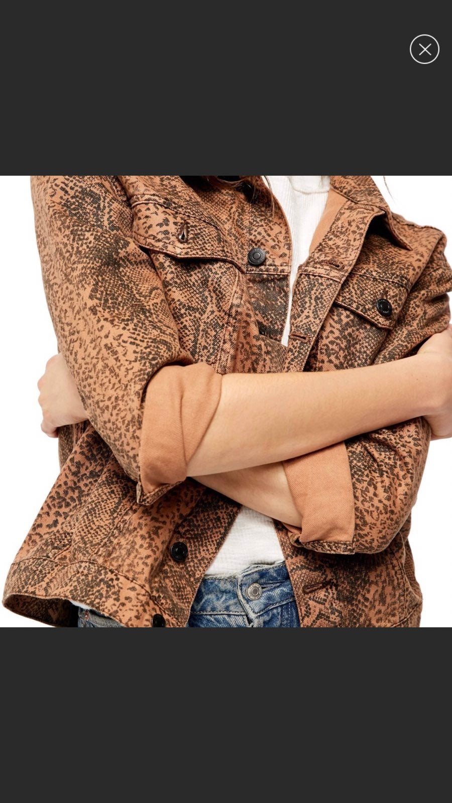 Free People Snake Print Trucker Jacket