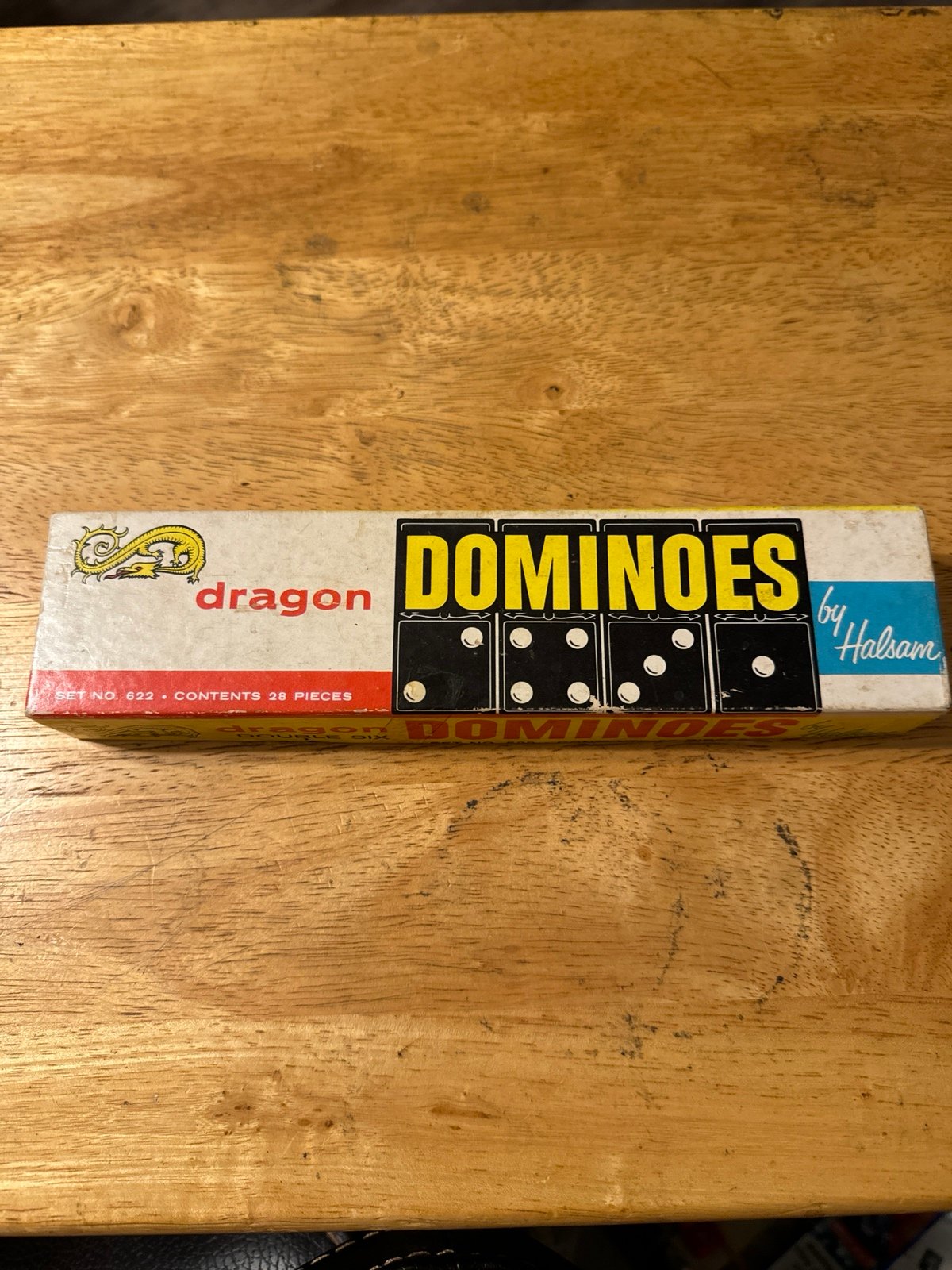 Vintage 1970s Dragon Double Six Dominoes by Halsam