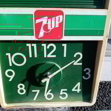 Vintage 7 Up Hanging Wall Clock Menu Board Sign Advertisement A19 W/ Characters