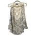 BcbgMaxazria womans grey & white Paisley no button vest with lace back size L/XL