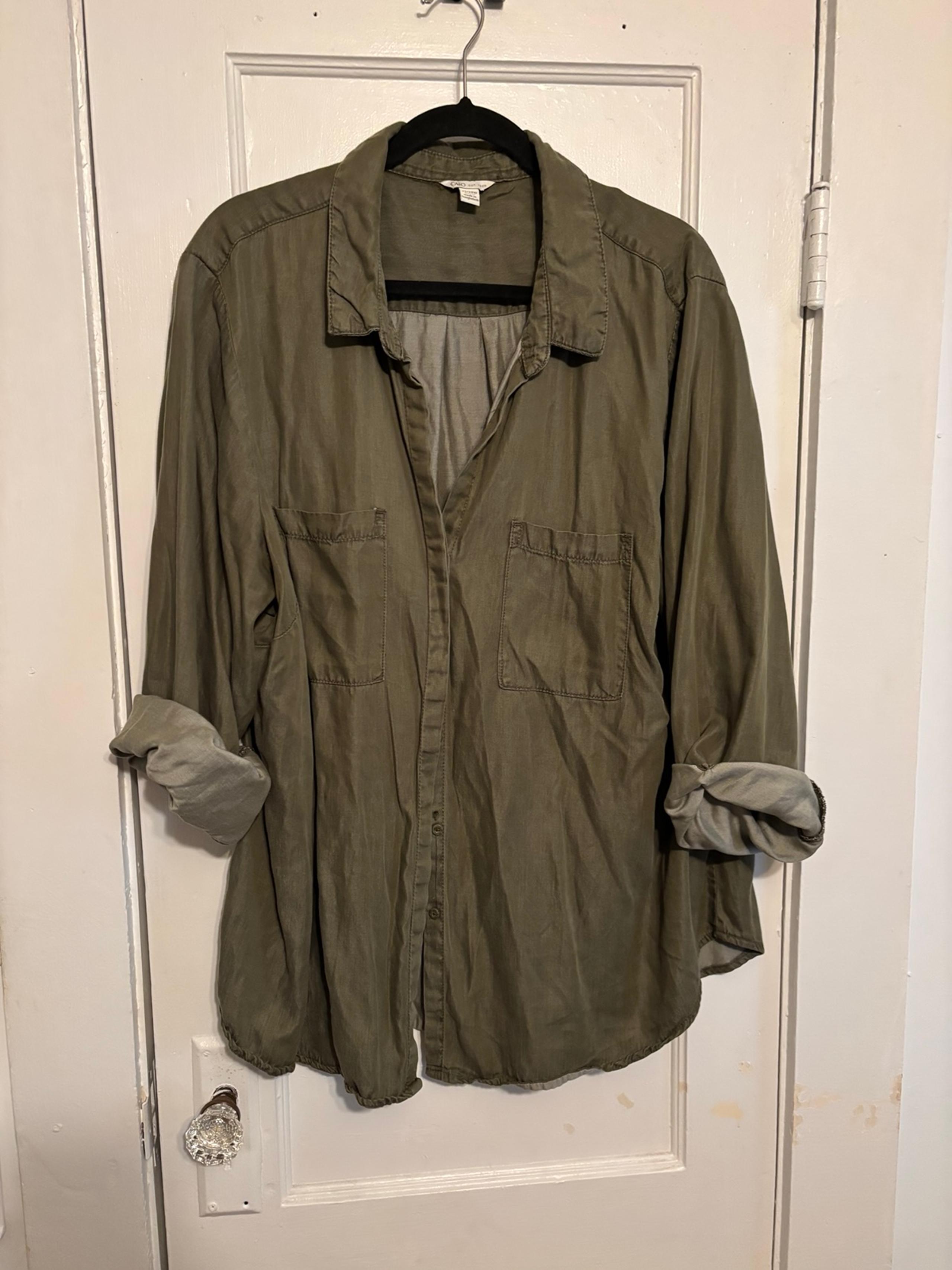 Cato Button Up Long Sleeve Shirt - Size 22/24W - Hunter/Olive Green