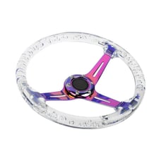 Universal 6-Hole 350mm Deep Dish Clear Crystal Bubble Neo Spoke Steering Wheel