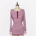Talbots Button Up Henley Long Sleeve Shirt Purple Striped Large NWT