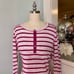 Talbots Button Up Henley Long Sleeve Shirt Purple Striped Large NWT