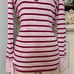 Talbots Button Up Henley Long Sleeve Shirt Purple Striped Large NWT