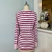 Talbots Button Up Henley Long Sleeve Shirt Purple Striped Large NWT