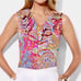 Lauren Ralph Lauren Pink Paisley Ruffle Sleeveless Vneck Top Size Medium