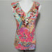 Lauren Ralph Lauren Pink Paisley Ruffle Sleeveless Vneck Top Size Medium
