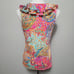 Lauren Ralph Lauren Pink Paisley Ruffle Sleeveless Vneck Top Size Medium