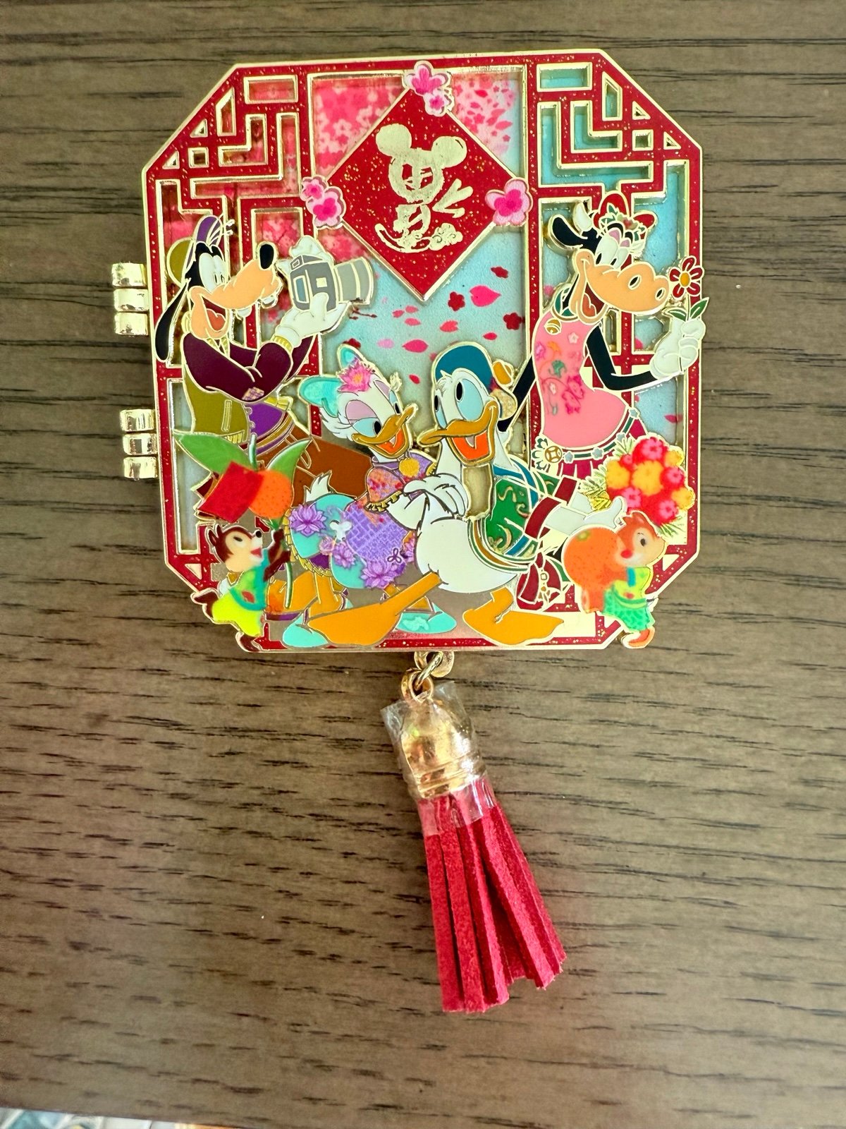 HKDL 2021 Lunar Chinese New Year Hinged Flower Chip Dale Clarabelle LE 500 Pin
