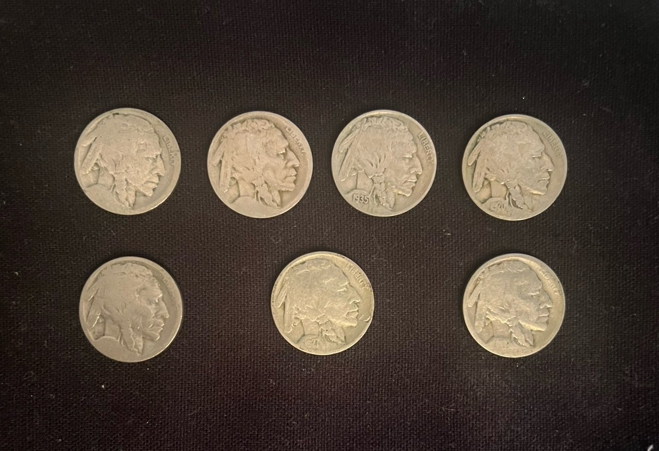 Lot of 7 Buffalo head nickels