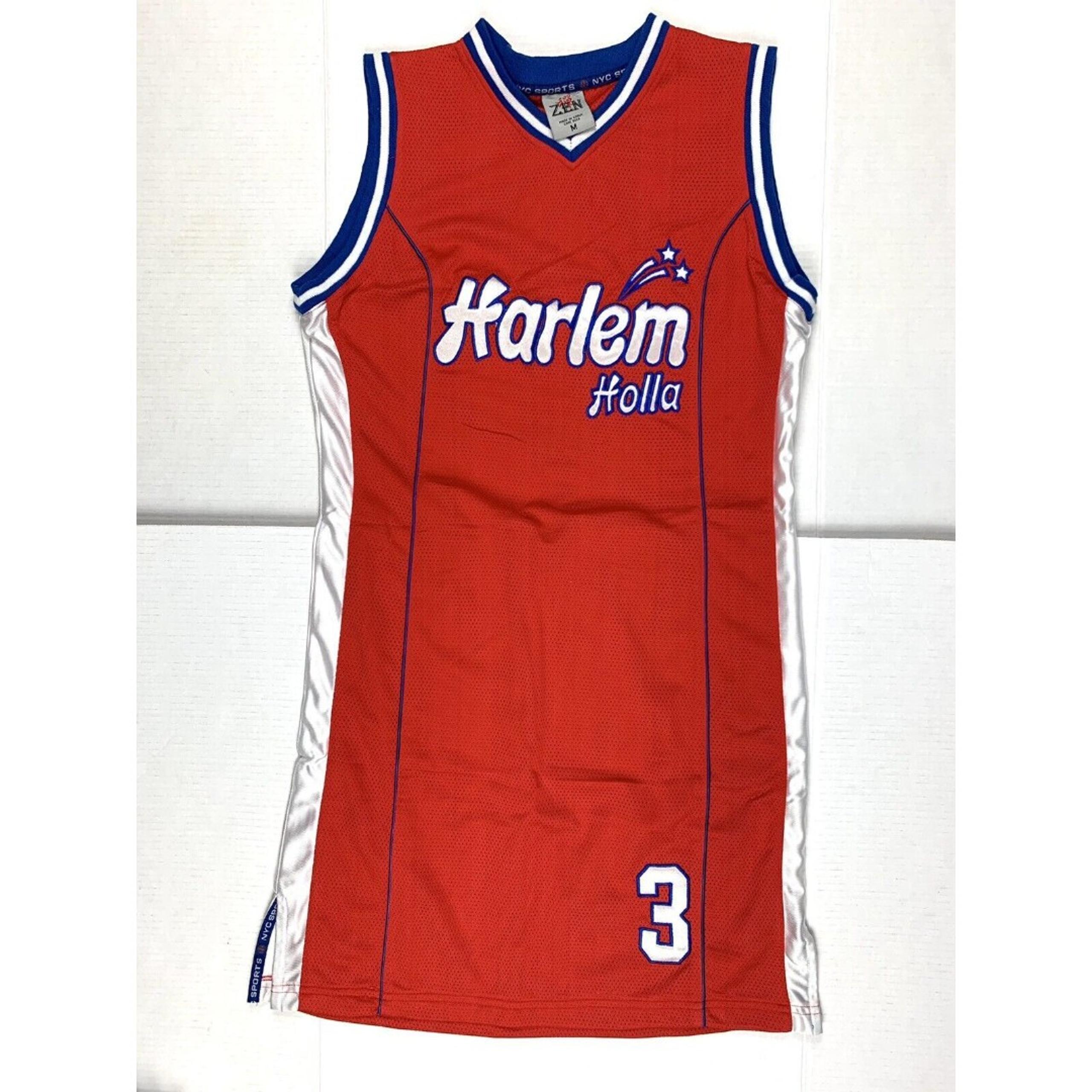 Vintage Harlem Globetrotters  Dress Size M Holla 3 Lined Red White Blue