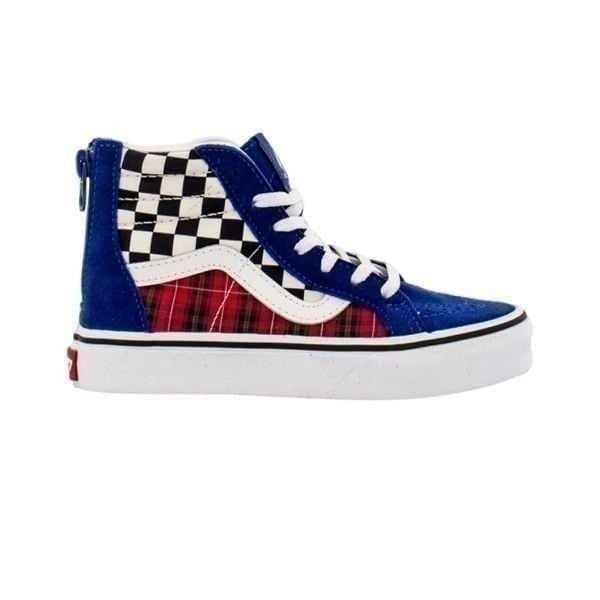Vans Kids Sk8 Hi Zip plaid checkerboard