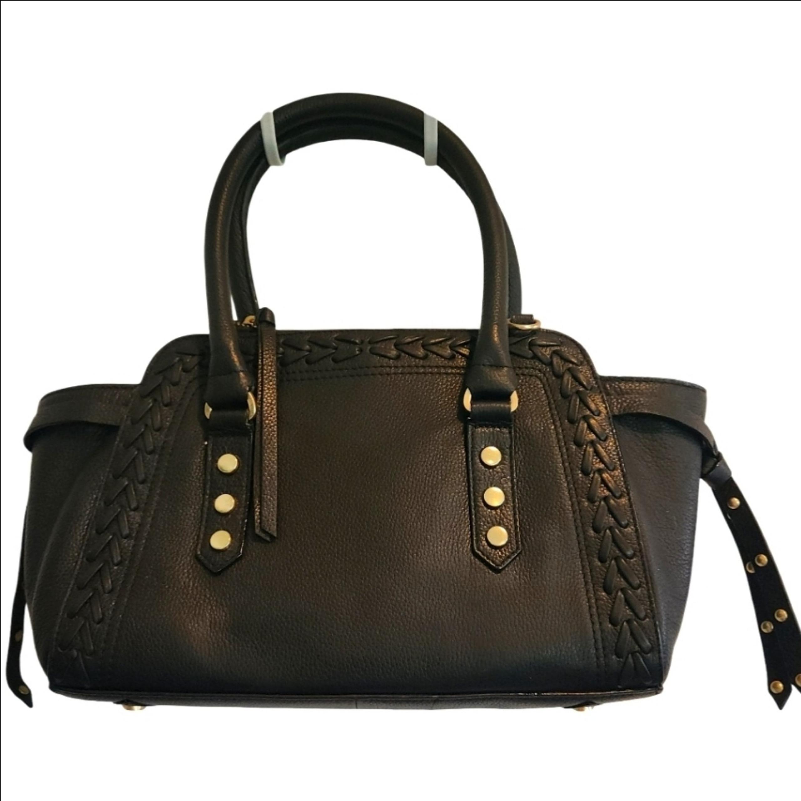 LODIS black leather Grace satchel with braided trim