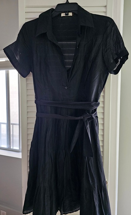 CALVIN KLEIN BLACK COTTON DRESS - BLACK - MEDIUM - GENTLY USED
