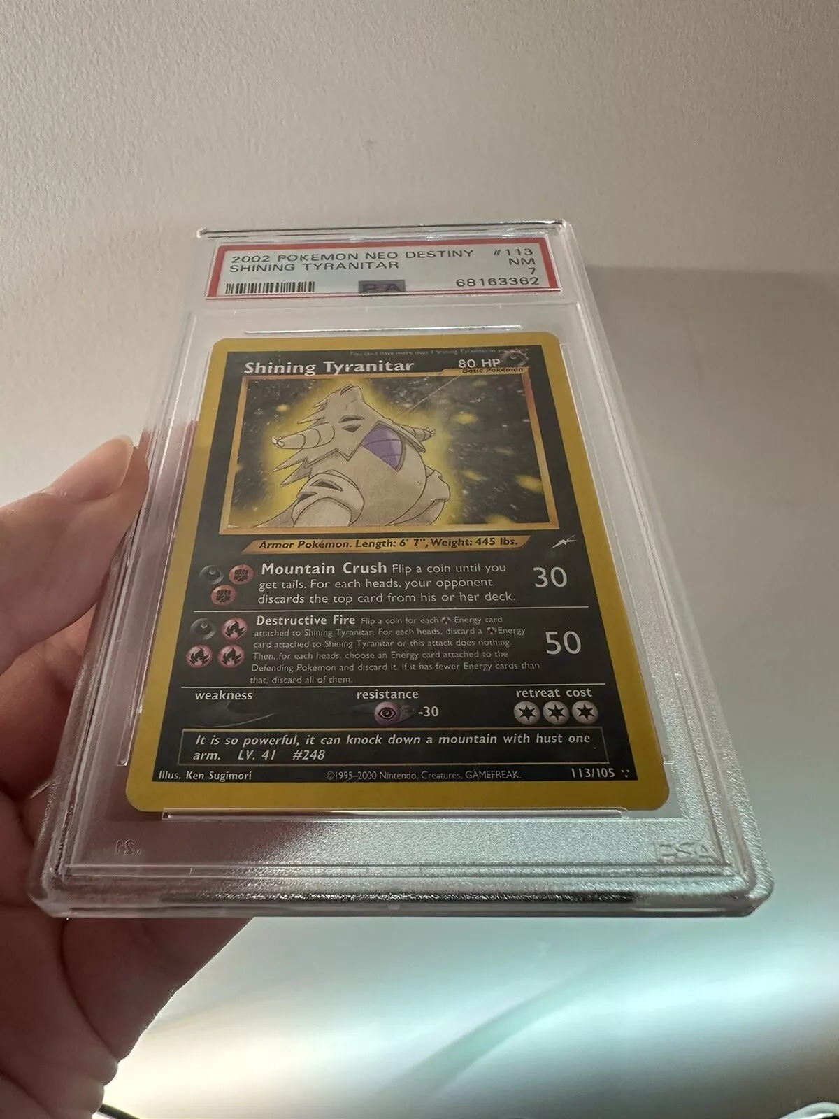 Shining Tyranitar PSA 7 NM 2002 Neo Destiny 113/105 Unlimited Holo Secret Rare!