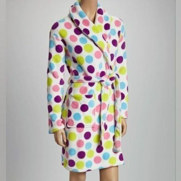 Xhilaration Polka Dot Print Plush Robe XLarge