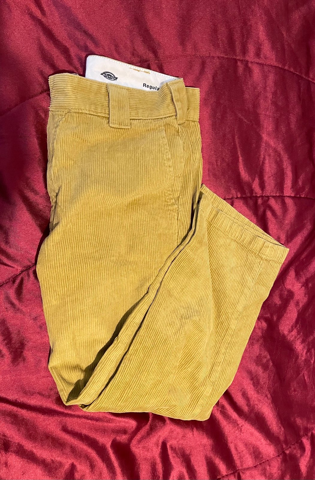 Dickies Women Pants, Regular Fit Corduroy Straight Leg Ankle Length Sz 8R W/Belt