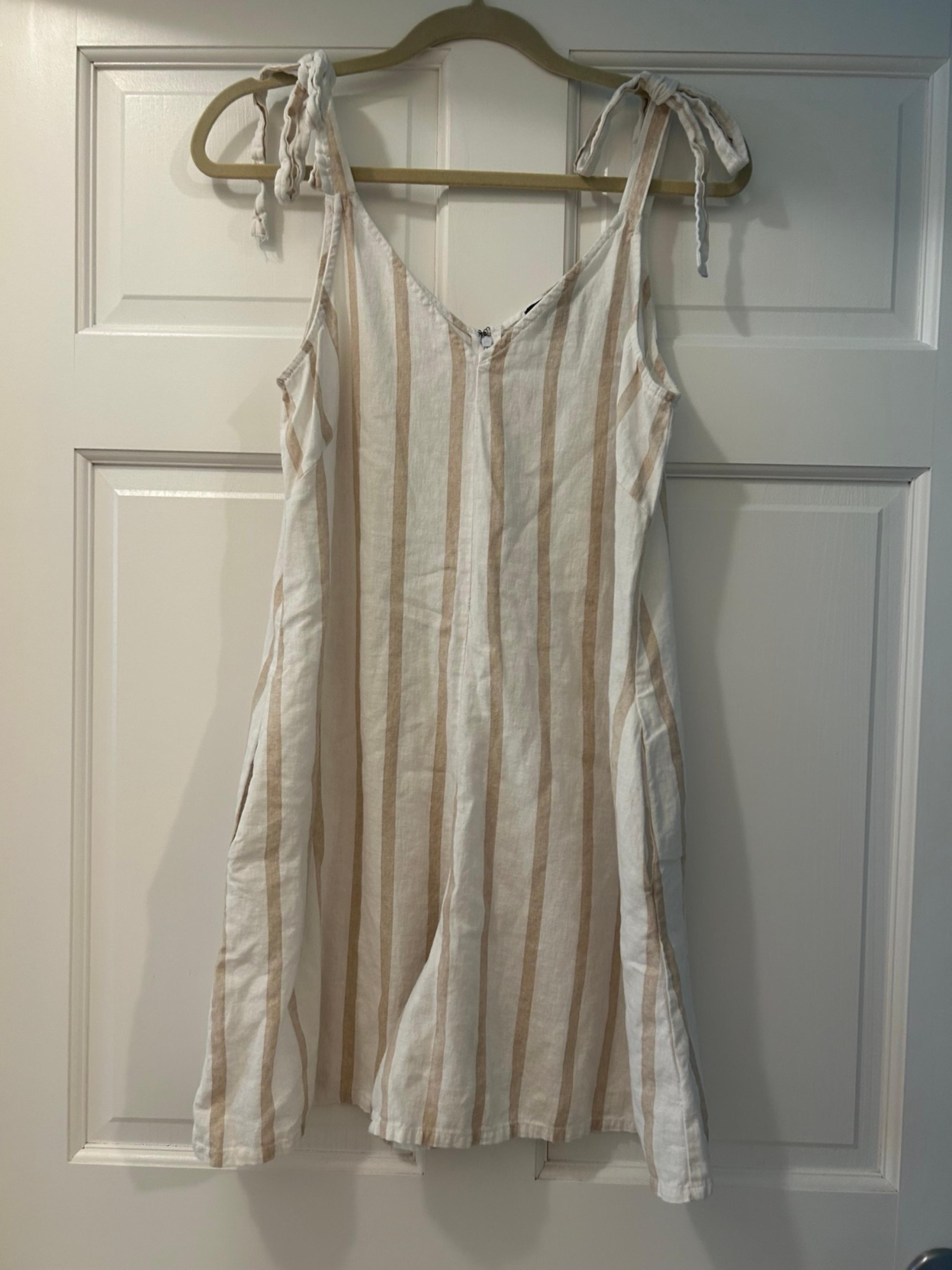MSK beige and white striped romper