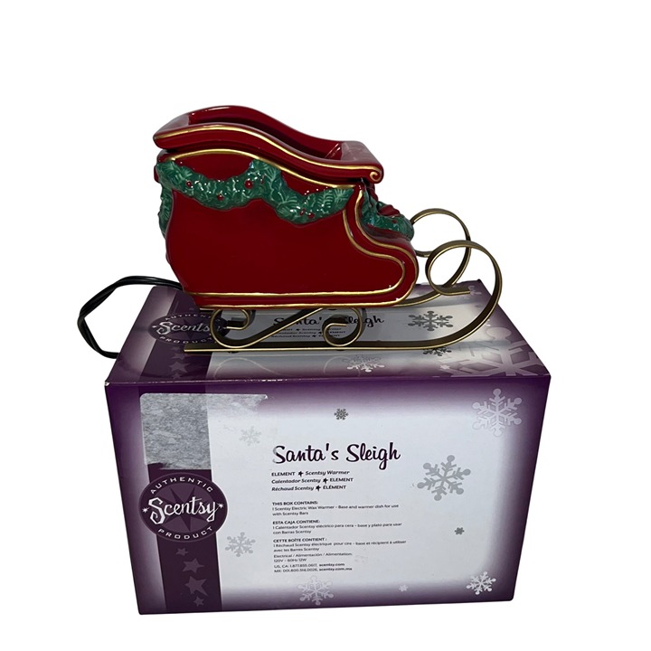 Scentsy Santas Sleigh Wax Warmer Red & Green Holiday Decor Electric Plug-In