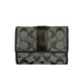 Coach Signature Gray Monogram Jacquard Brown Leather Trim Trifold Wallet Y2K