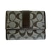 Coach Signature Gray Monogram Jacquard Brown Leather Trim Trifold Wallet Y2K