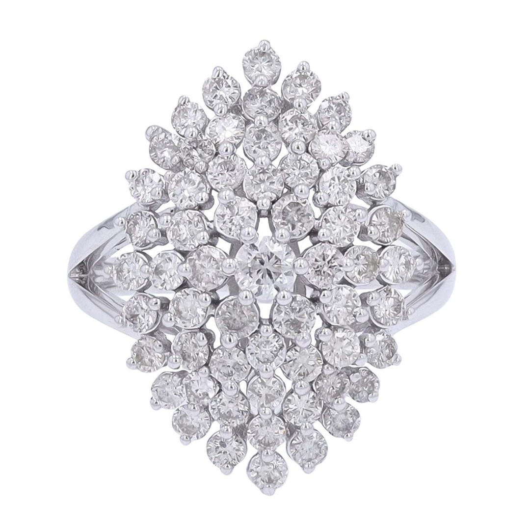 2.00 CT 10K White Gold Womens Natural Diamond Cocktail Ring Size 7
