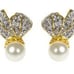Kenneth Jay Lane Signed Crystal Leaf with pearl bottom