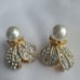 Kenneth Jay Lane Signed Crystal Leaf with pearl bottom