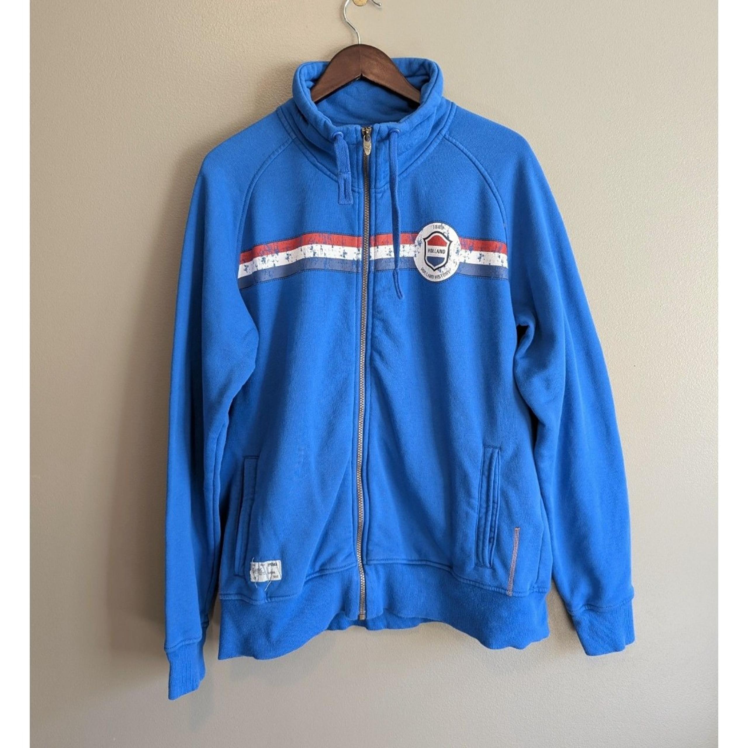 Puma Holland Netherlands Zip Up Blue Track Jacket Mens Size Large L Soccer LS
