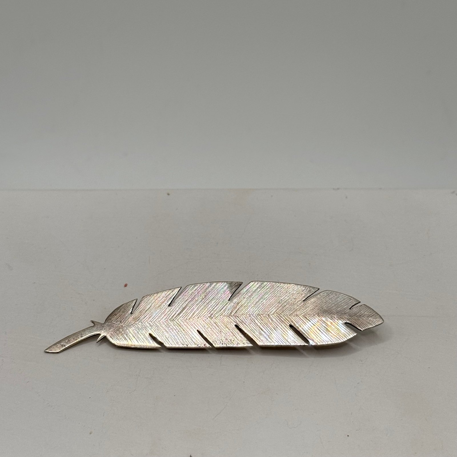 Silversmith Handmade Sterling Vintage Feather Leaf Brooch