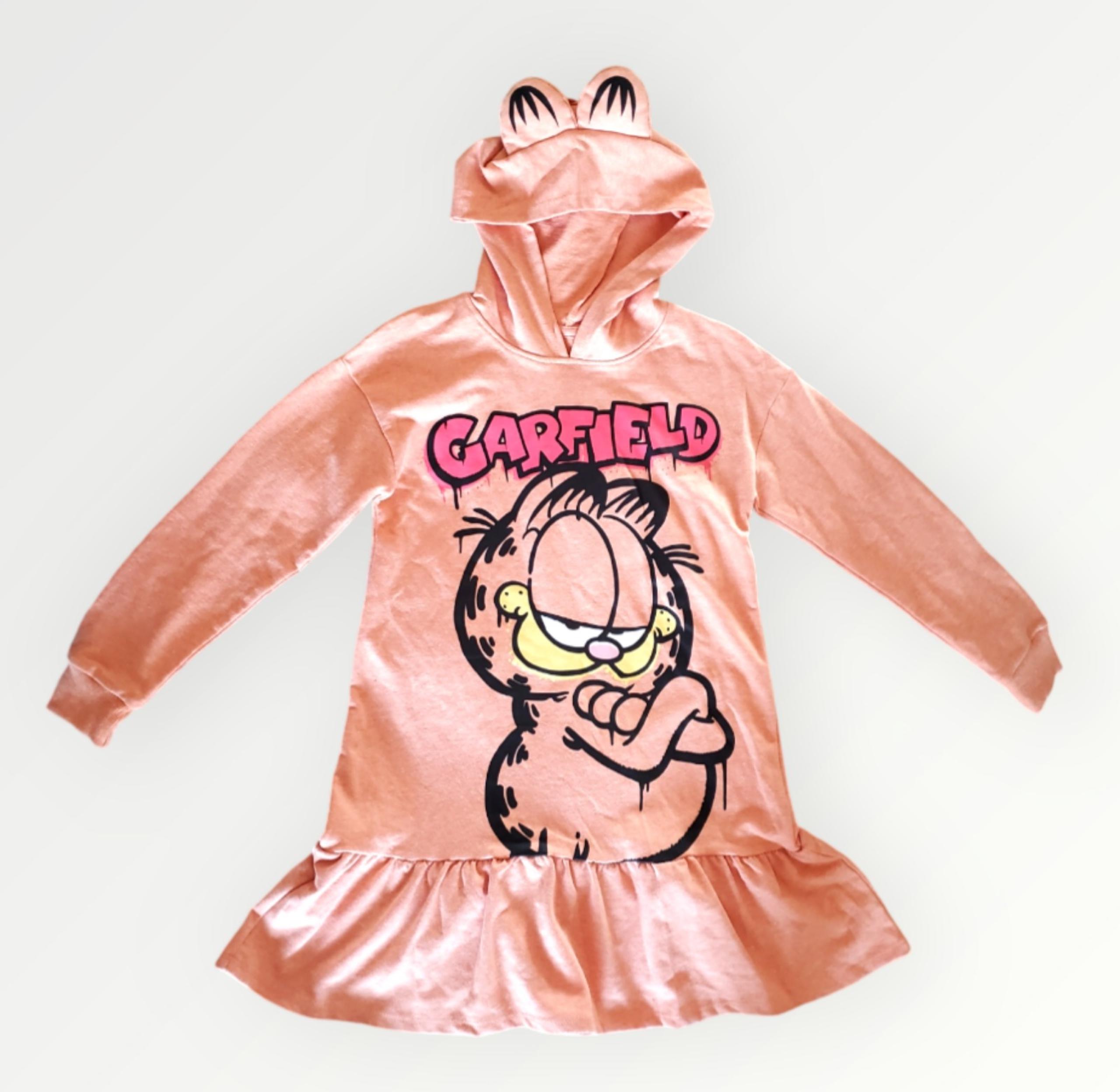 NWT. Nickelodeon Garfield Brand Long Sleeve Hooded Sweatshirt Sweater Dress