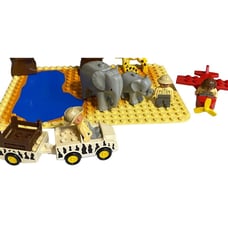 Vtg Lego DUPLO Town 2689 Safari Set Savannah Animals 1990s Jeep Giraffe Plane