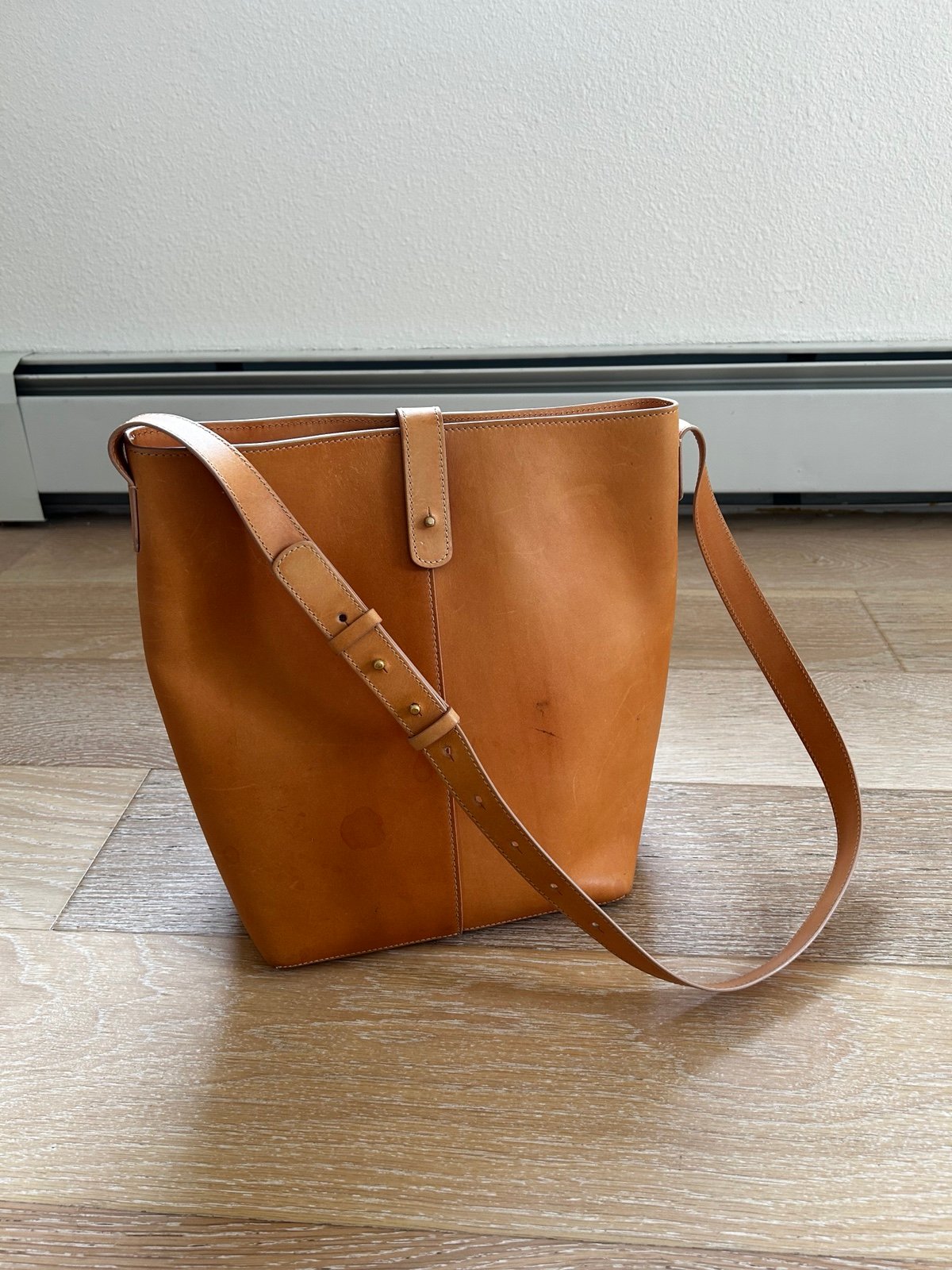 Jenni Kayne Leather Bucket Bag with Wallet, Natural, 695
