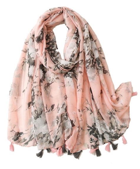 Wholesale Customized Design Lady 4 Colors Rose Print Fashion Shawl Scarves Women