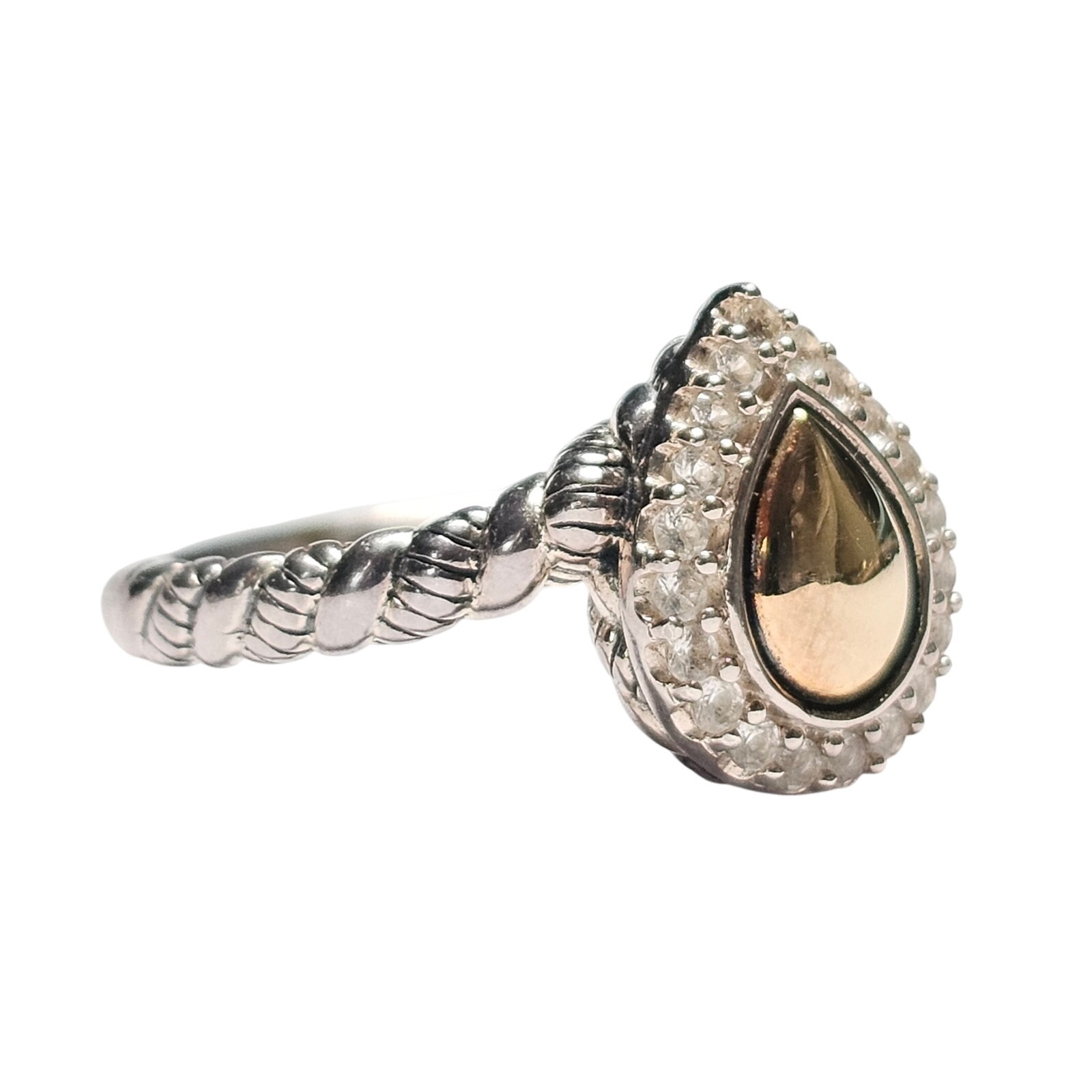 JAI 14K & Sterling Silver CZ Ring, Size 10.25 John Hardy Jai