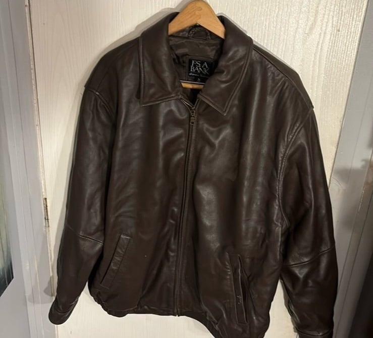 Joseph A Bank Brown Leather Jacket XL