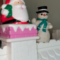 Christmas set chimney Santa topper w snowman dollhouse playschool