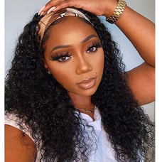 Curly Headband Wig Human Hair 22in