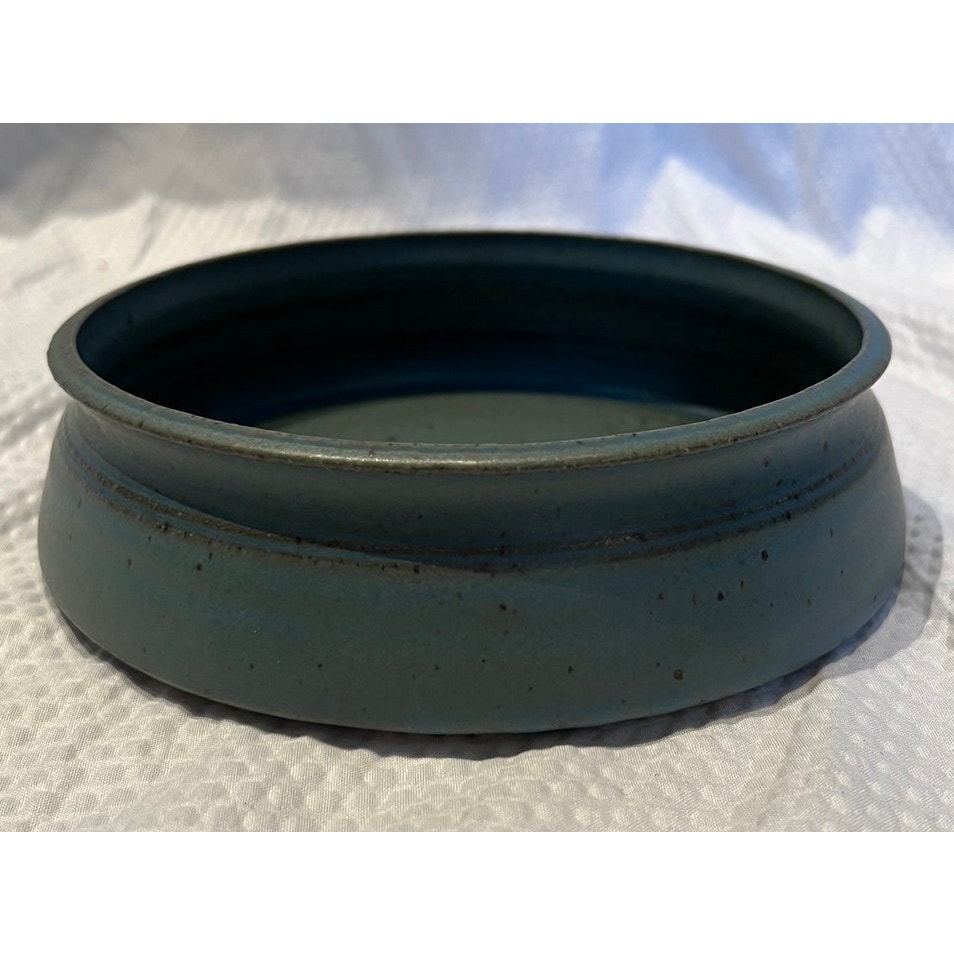 Handmade Blue Stoneware Pottery Bowl / Dish - 6 Diameter - 2 Tall