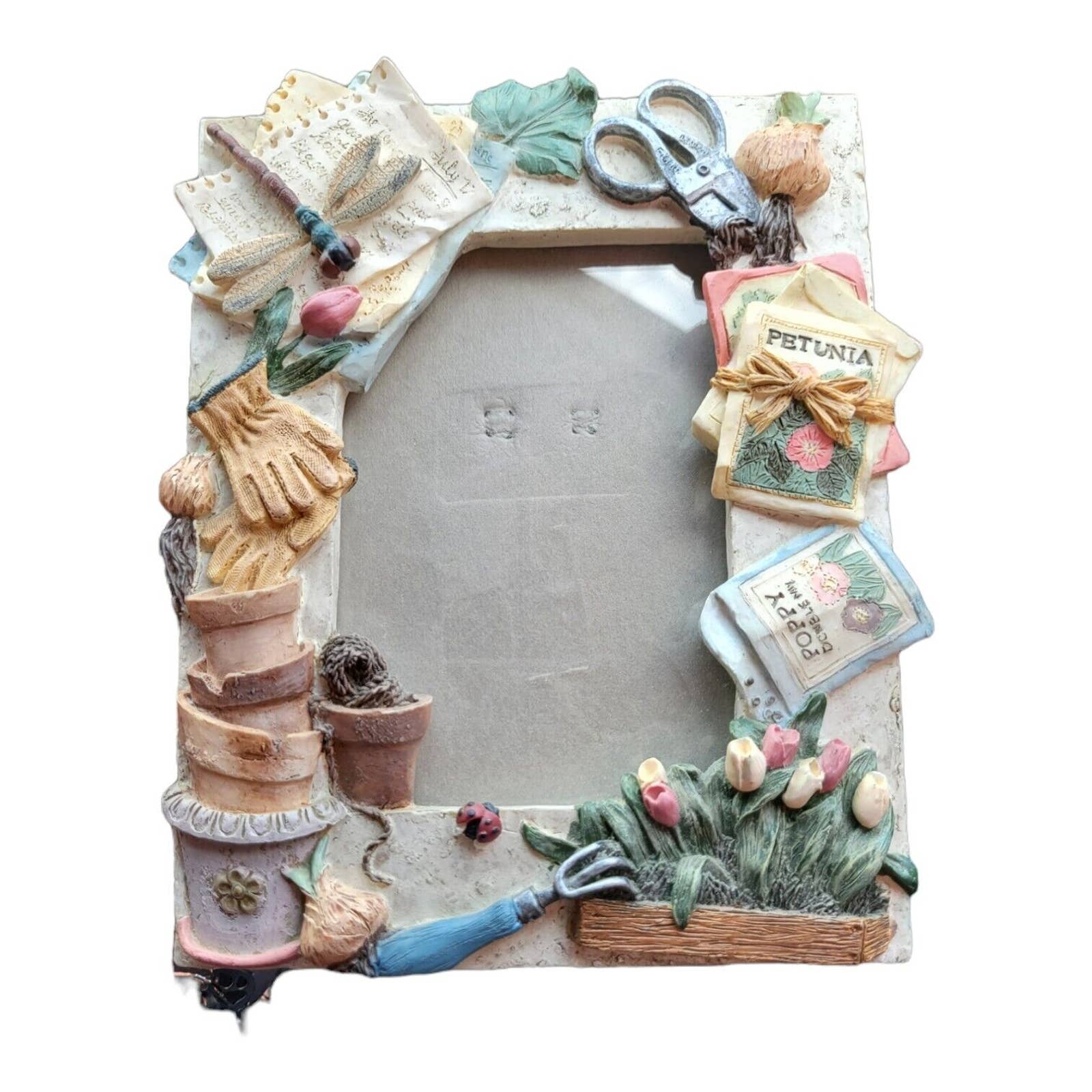 Gardening Themed Picture Frame 4.5x3” Photo Dragonfly Flowers Ladybug Tulips Gardening Themed Picture Frame 4.5x3” Photo Dragonfly Flowers Ladybug Tulips
