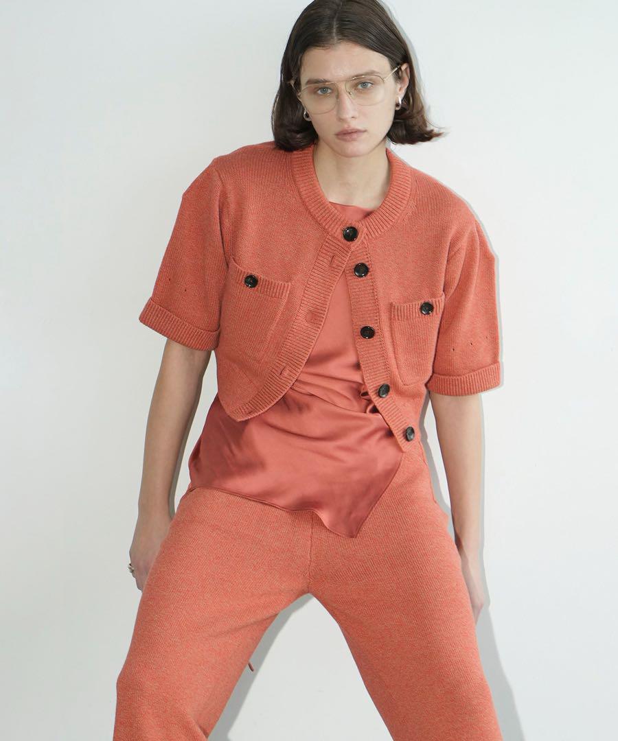 CLANE HALF SLEEVE KNIT TOPS & PANTS SET