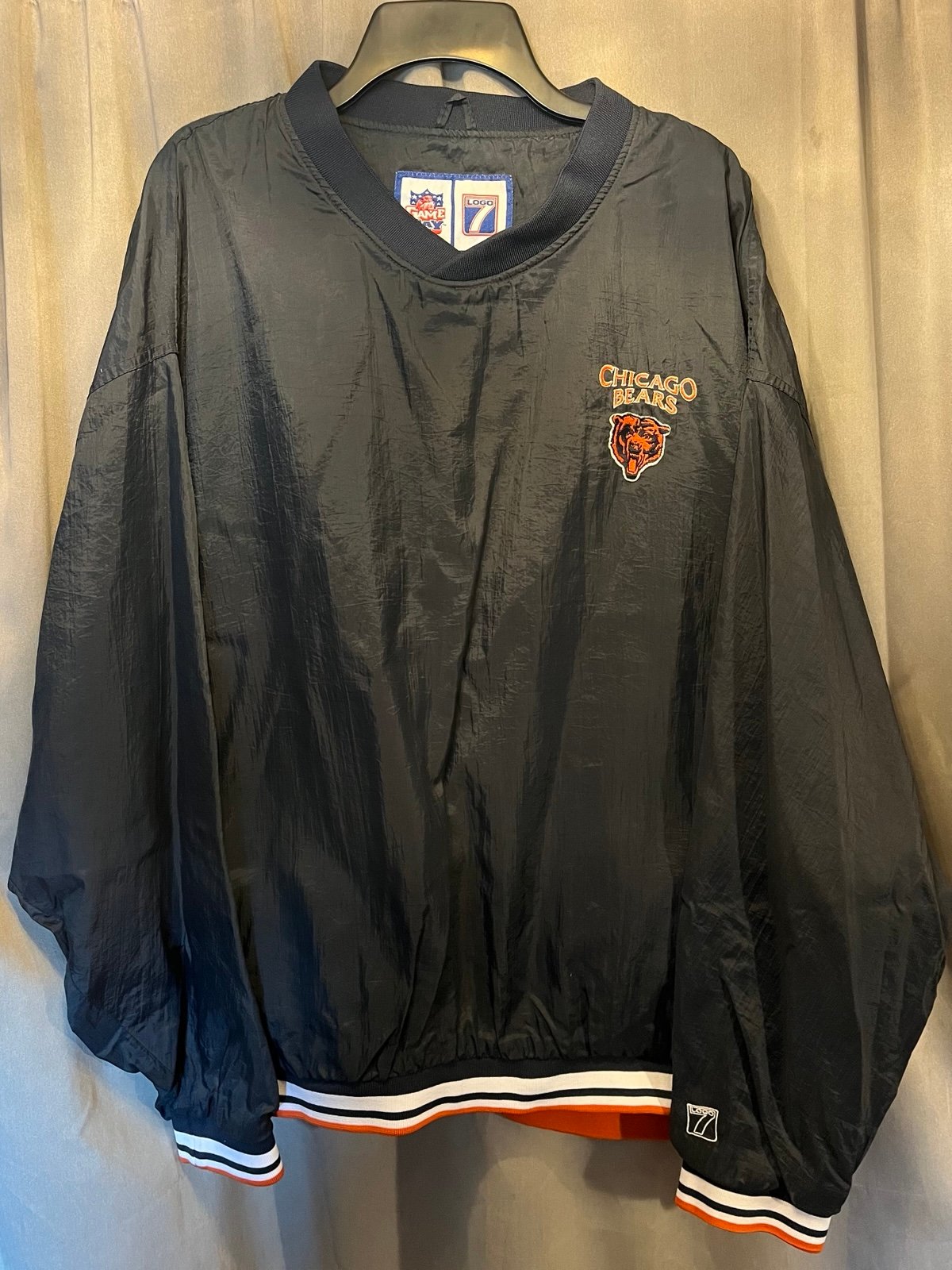 Vintage Chicago Bears LOGO 7 NFL Gameday Pullover Windbreaker Size XXL 2XL